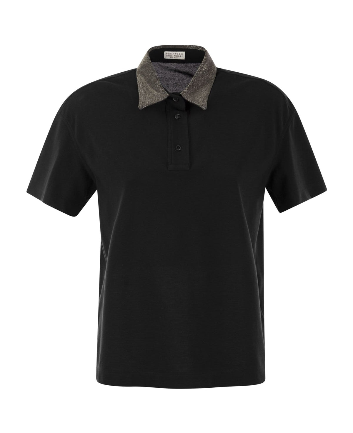 BRUNELLO CUCINELLI WOMEN'S BLACK CONTRAST COLLAR SHIRT