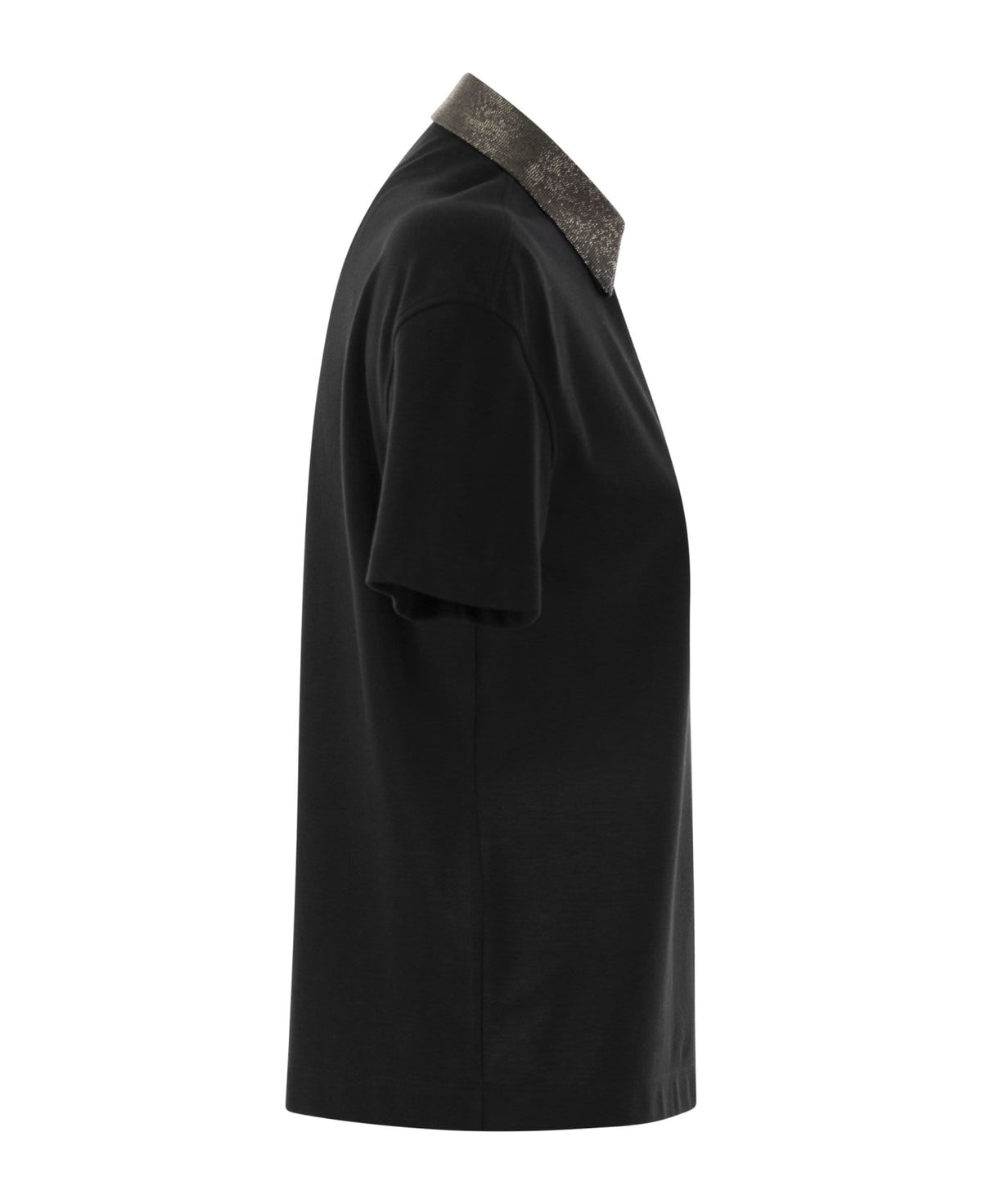 BRUNELLO CUCINELLI WOMEN'S BLACK CONTRAST COLLAR SHIRT