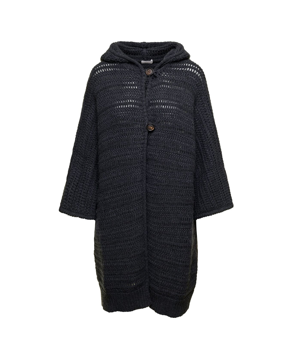 BRUNELLO CUCINELLI WOMEN'S BLACK WOOL HOODED SWEATER