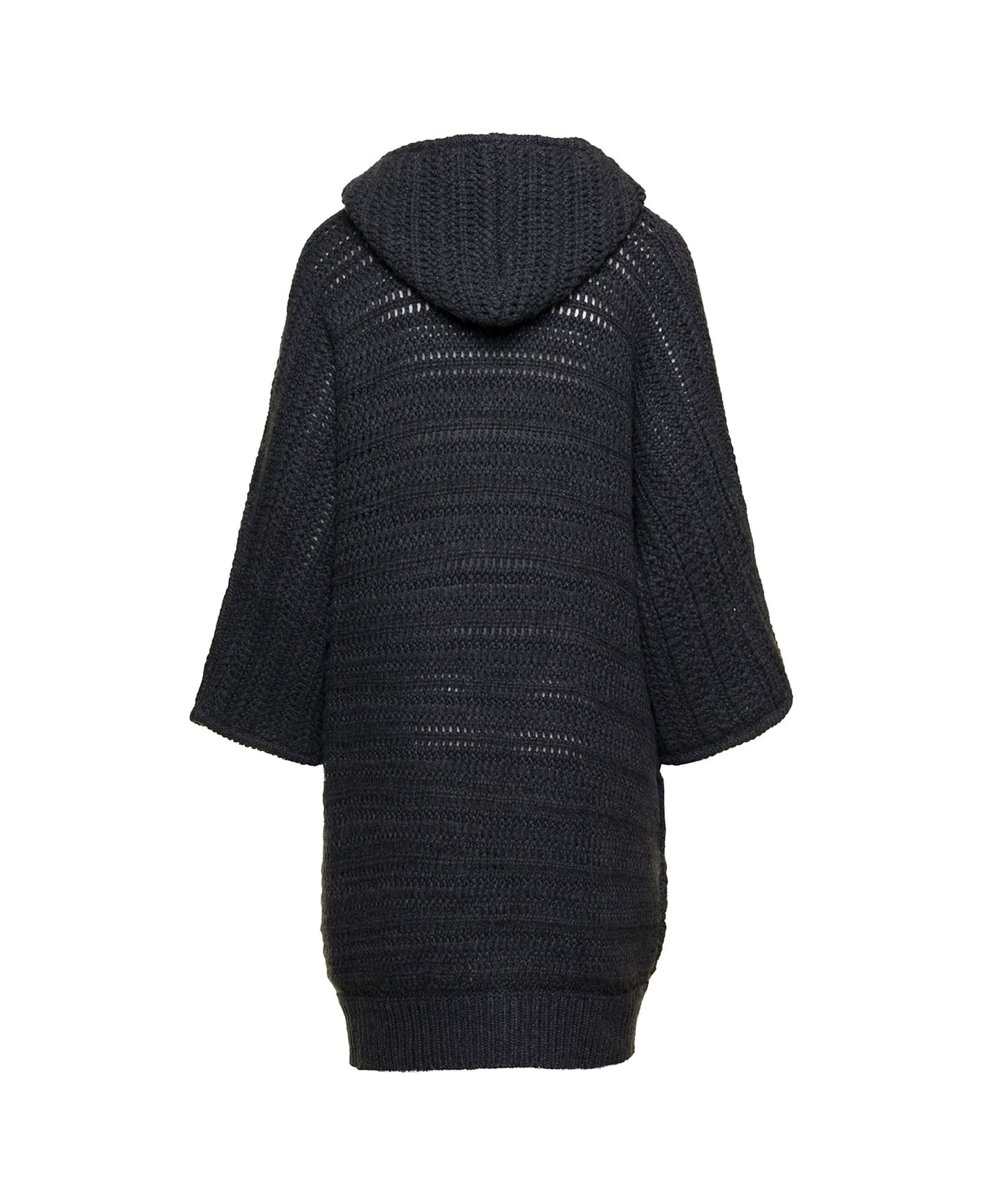 BRUNELLO CUCINELLI WOMEN'S BLACK HOODED KNIT CARDIGAN