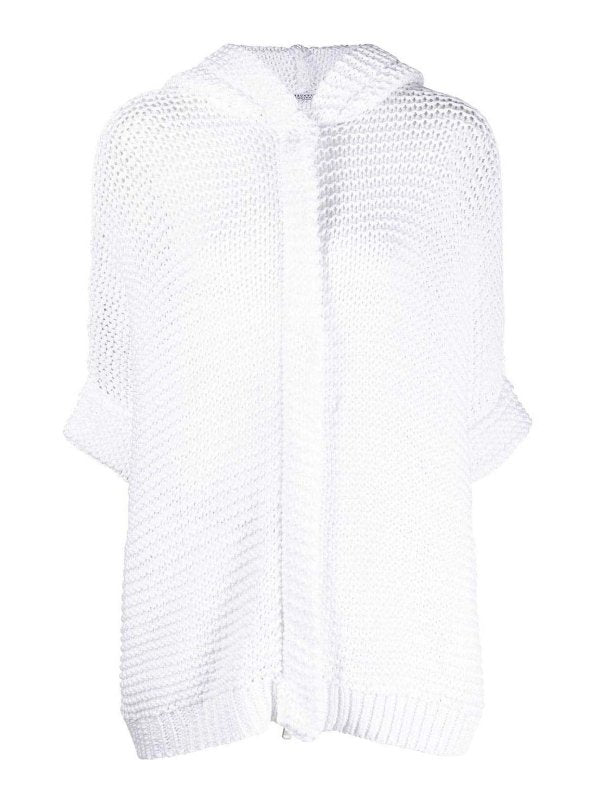 BRUNELLO CUCINELLI WOMEN'S WHITE OPEN KNIT SWEATER