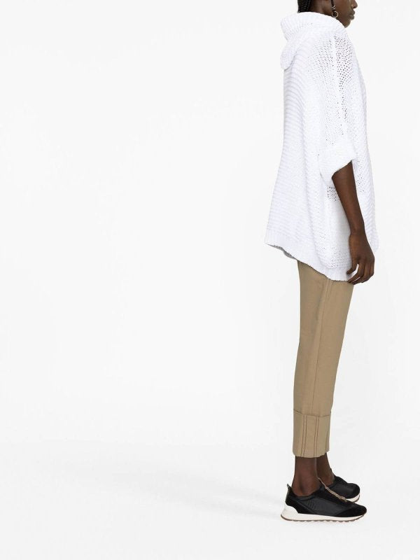 BRUNELLO CUCINELLI WOMEN'S WHITE OPEN KNIT SWEATER