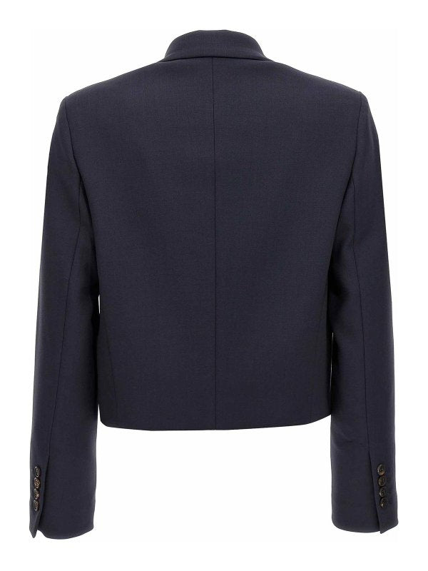 BRUNELLO CUCINELLI WOMEN'S NAVY WOOL TAILORED BLAZER
