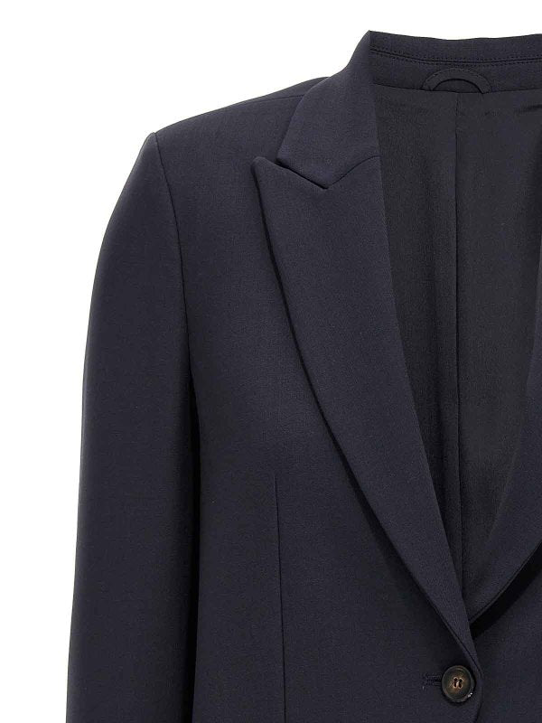 BRUNELLO CUCINELLI WOMEN'S NAVY TAILORED CROPPED BLAZER