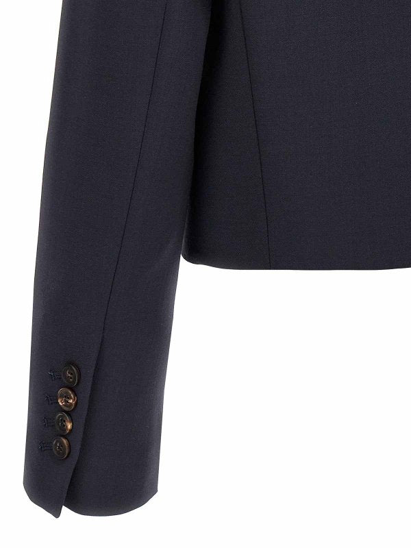 BRUNELLO CUCINELLI WOMEN'S NAVY WOOL TAILORED BLAZER