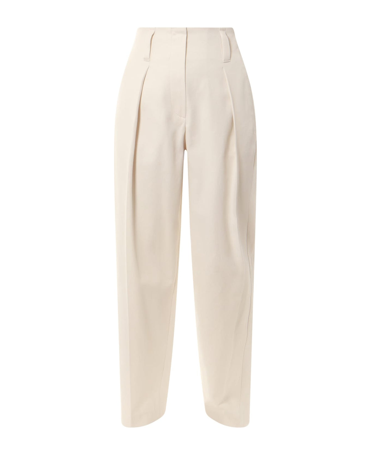 BRUNELLO CUCINELLI WOMEN'S OFF WHITE PLEATED HIGH WAIST PANTS
