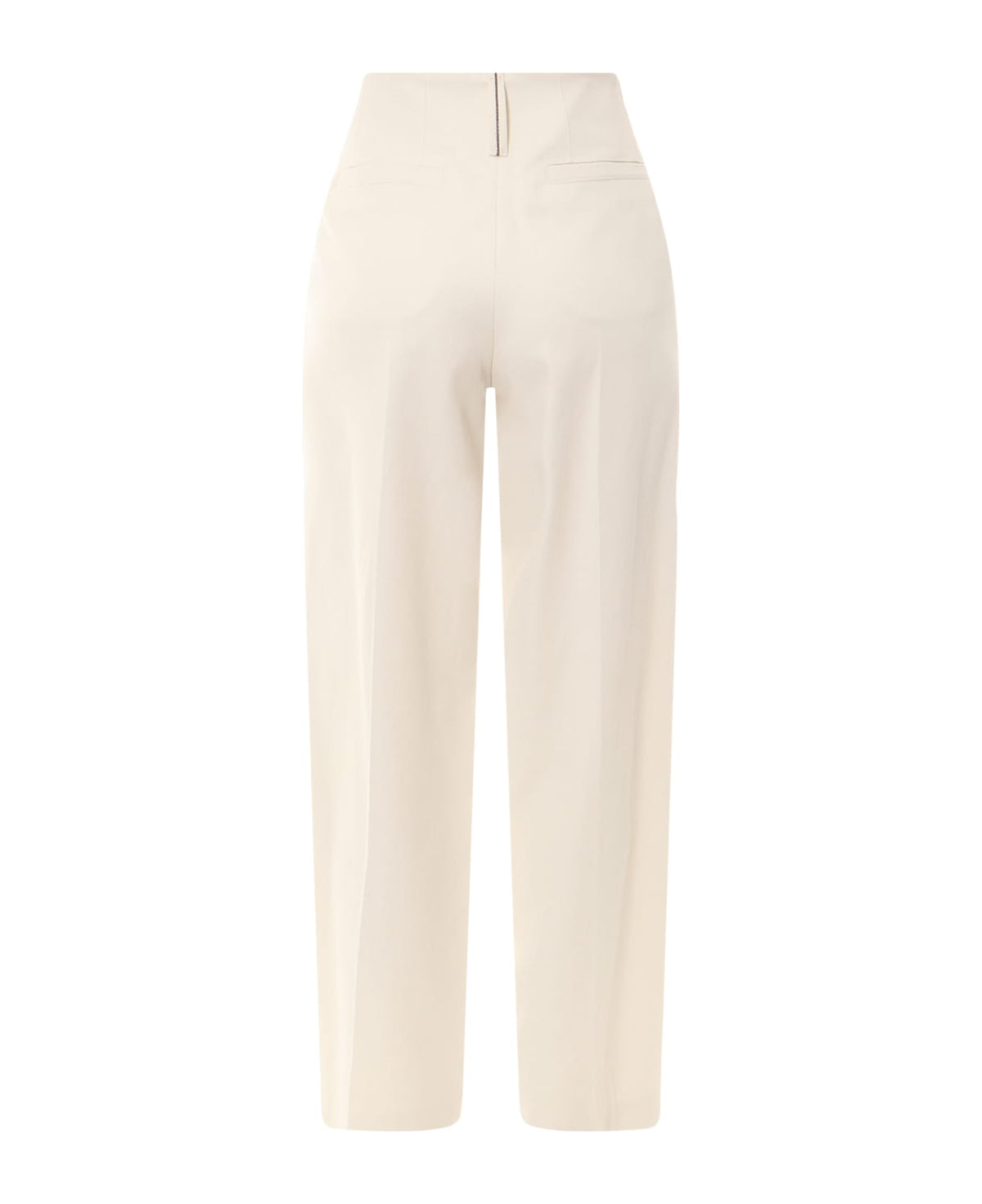 BRUNELLO CUCINELLI WOMEN'S OFF WHITE PLEATED HIGH WAIST PANTS