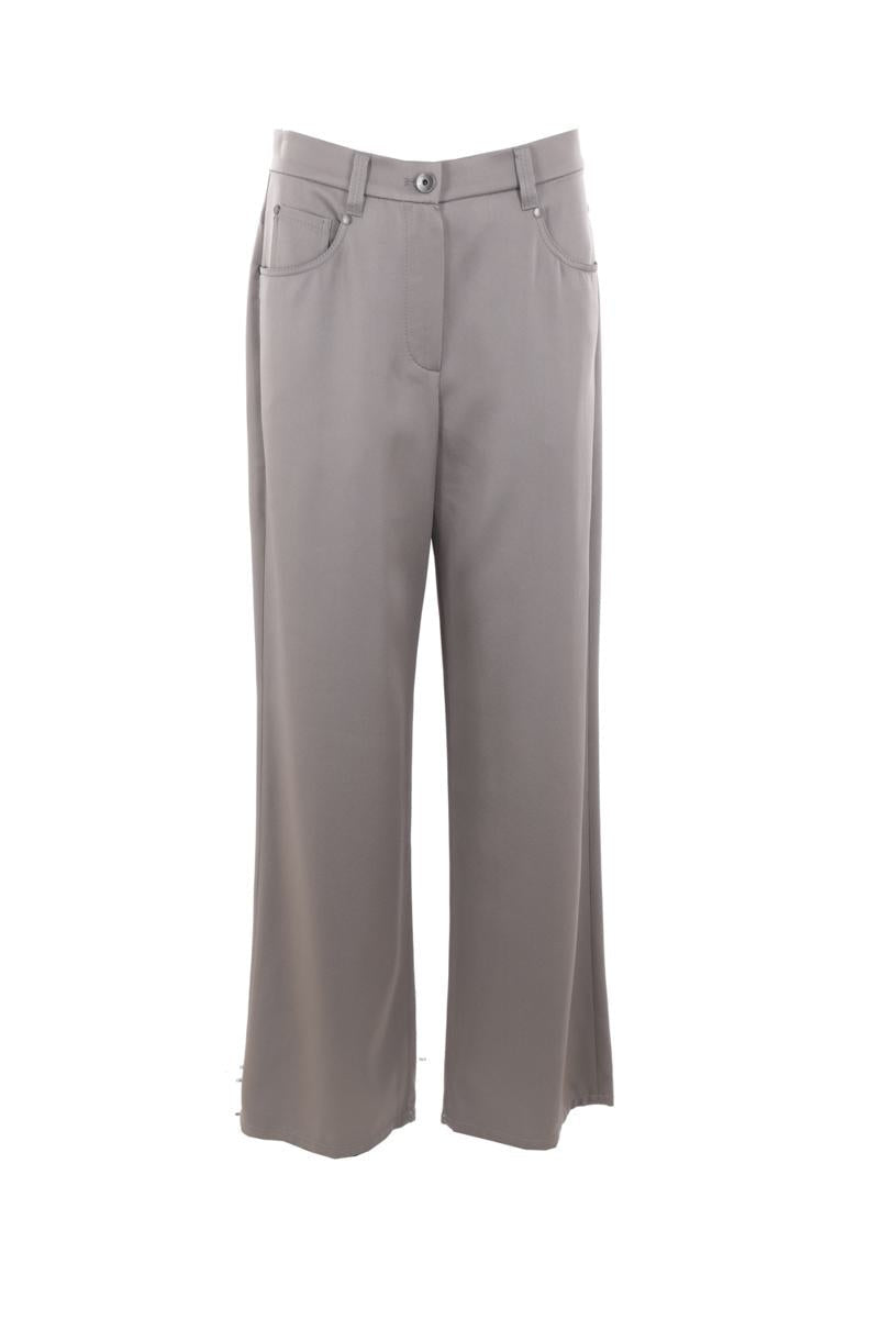 BRUNELLO CUCINELLI WOMEN'S GREY WIDE LEG TROUSERS