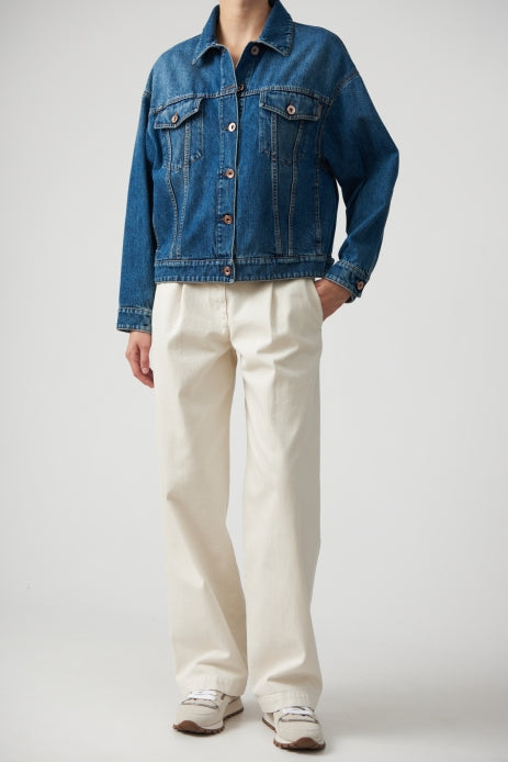 BRUNELLO CUCINELLI WOMEN'S DEEP BLUE DENIM JACKET