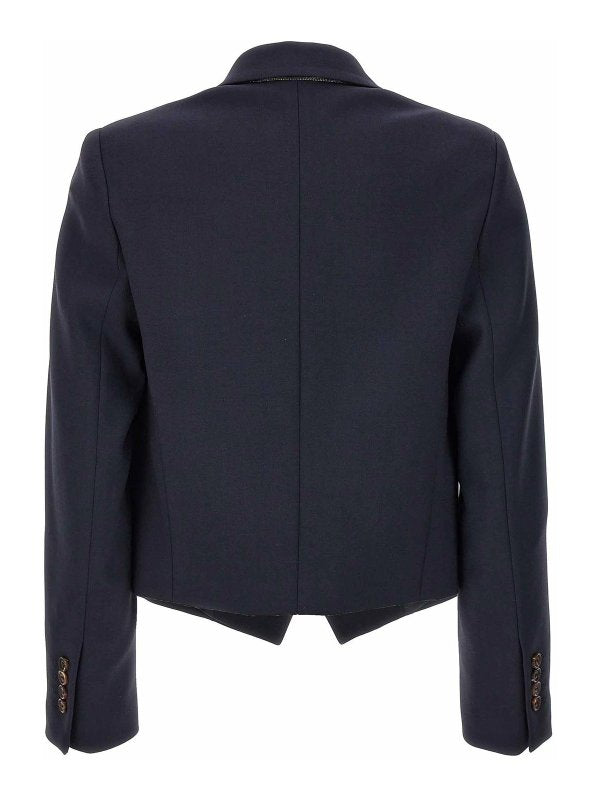 BRUNELLO CUCINELLI WOMEN'S NAVY TAILORED CROPPED BLAZER