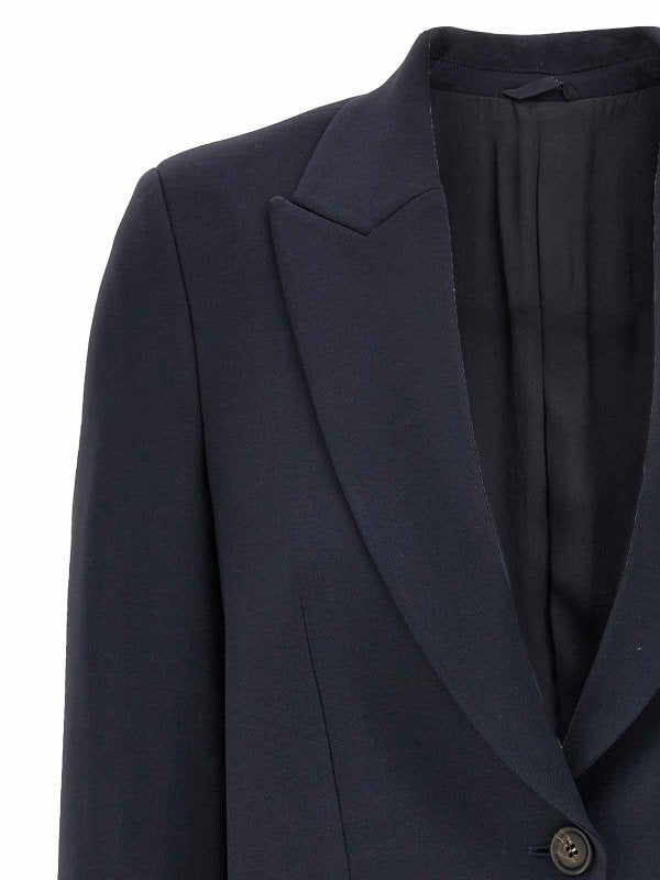 BRUNELLO CUCINELLI WOMEN'S NAVY TAILORED CROPPED BLAZER