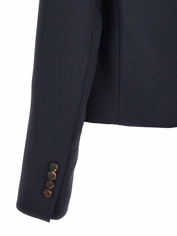 BRUNELLO CUCINELLI WOMEN'S NAVY TAILORED CROPPED BLAZER