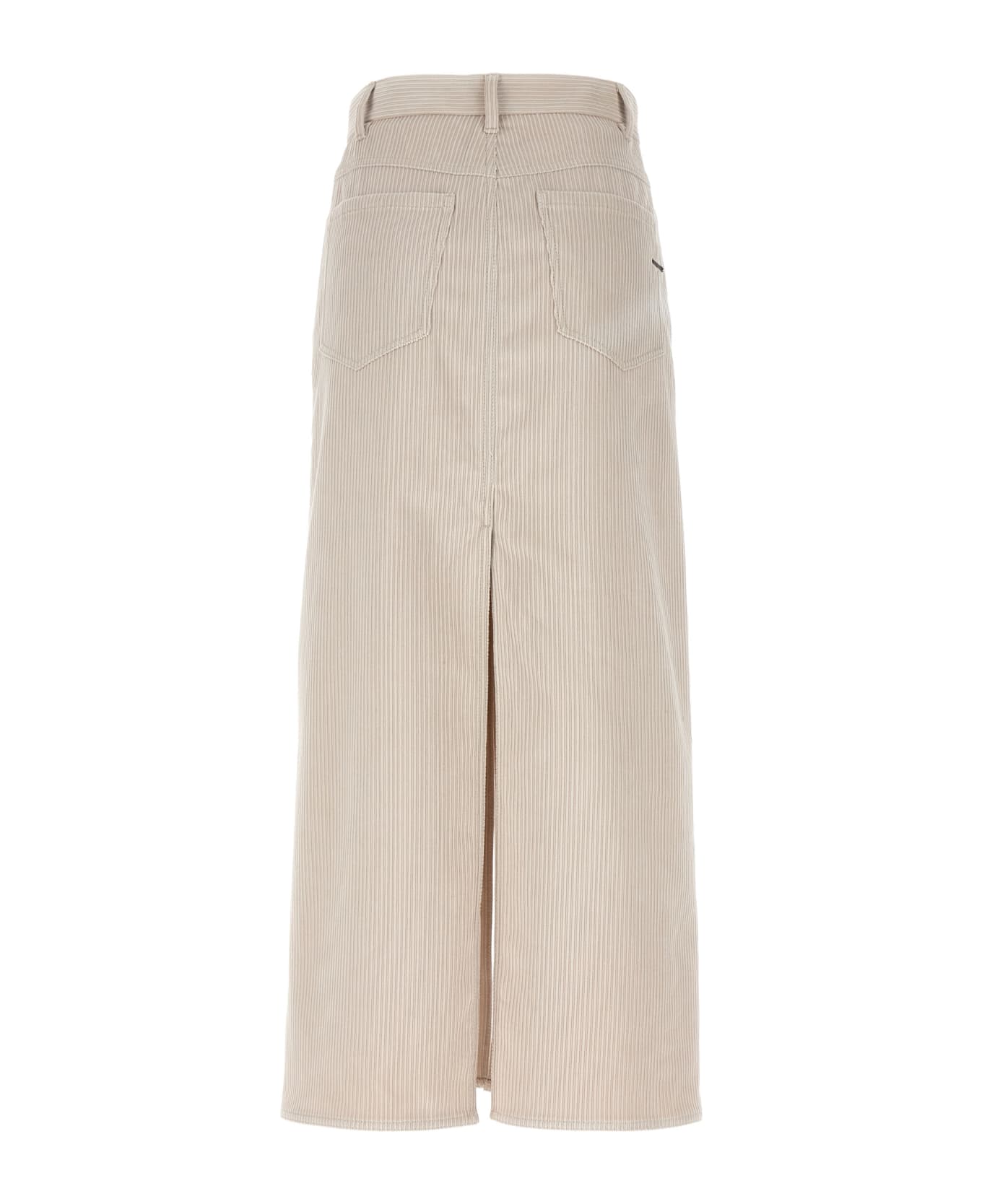 BRUNELLO CUCINELLI WOMEN'S LATTE PINSTRIPE MIDI SKIRT