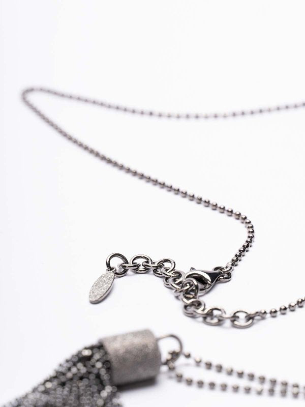 BRUNELLO CUCINELLI WOMEN'S BLACK SILVER TASSEL NECKLACE