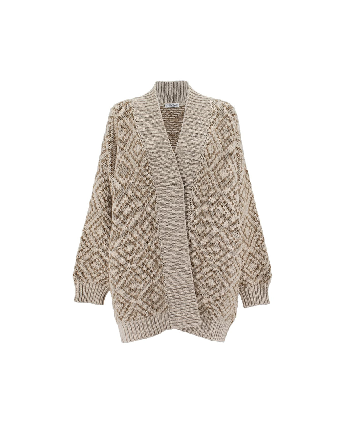 BRUNELLO CUCINELLI WOMEN'S BEIGE WOOL SILK KNIT SWEATER