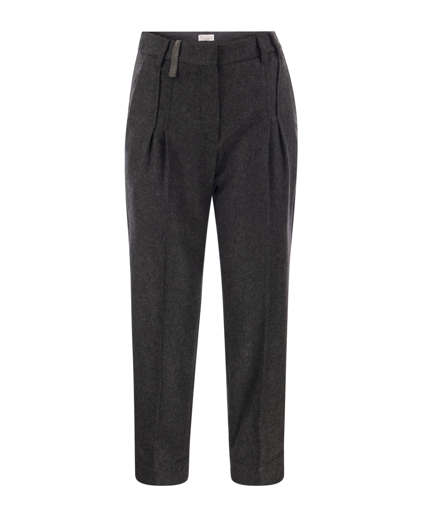 BRUNELLO CUCINELLI WOMEN'S ANTHRACITE PLEATED TAILORED TROUSERS