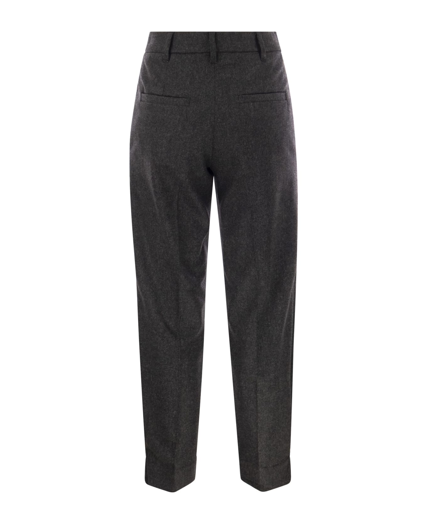 BRUNELLO CUCINELLI WOMEN'S ANTHRACITE PLEATED TAILORED TROUSERS