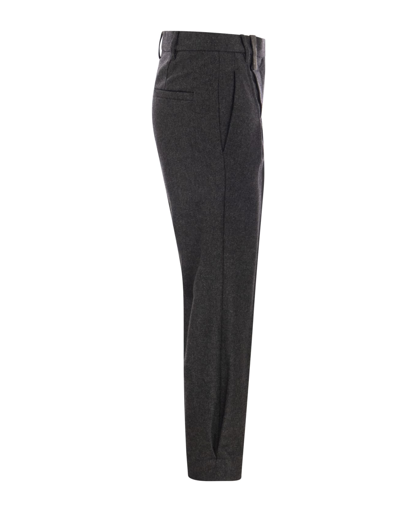 BRUNELLO CUCINELLI WOMEN'S ANTHRACITE PLEATED TAILORED TROUSERS