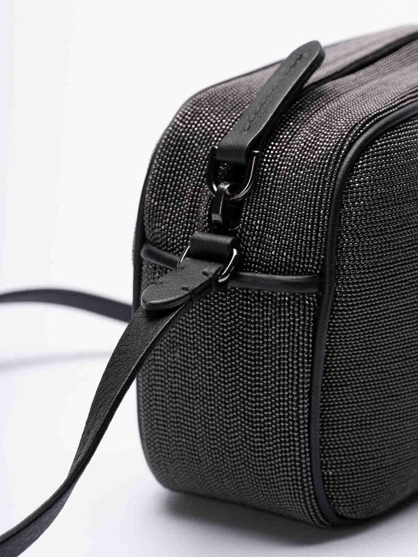 BRUNELLO CUCINELLI WOMEN'S BLACK LEATHER BEADED BAG