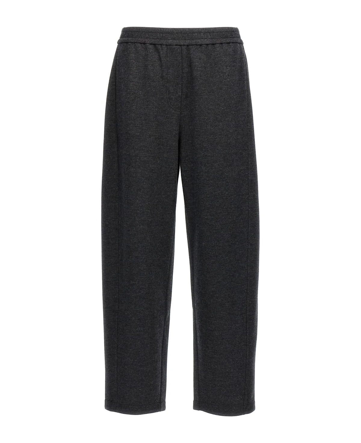 BRUNELLO CUCINELLI WOMEN'S DARK GREY WOOL BLEND RELAXED TROUSERS