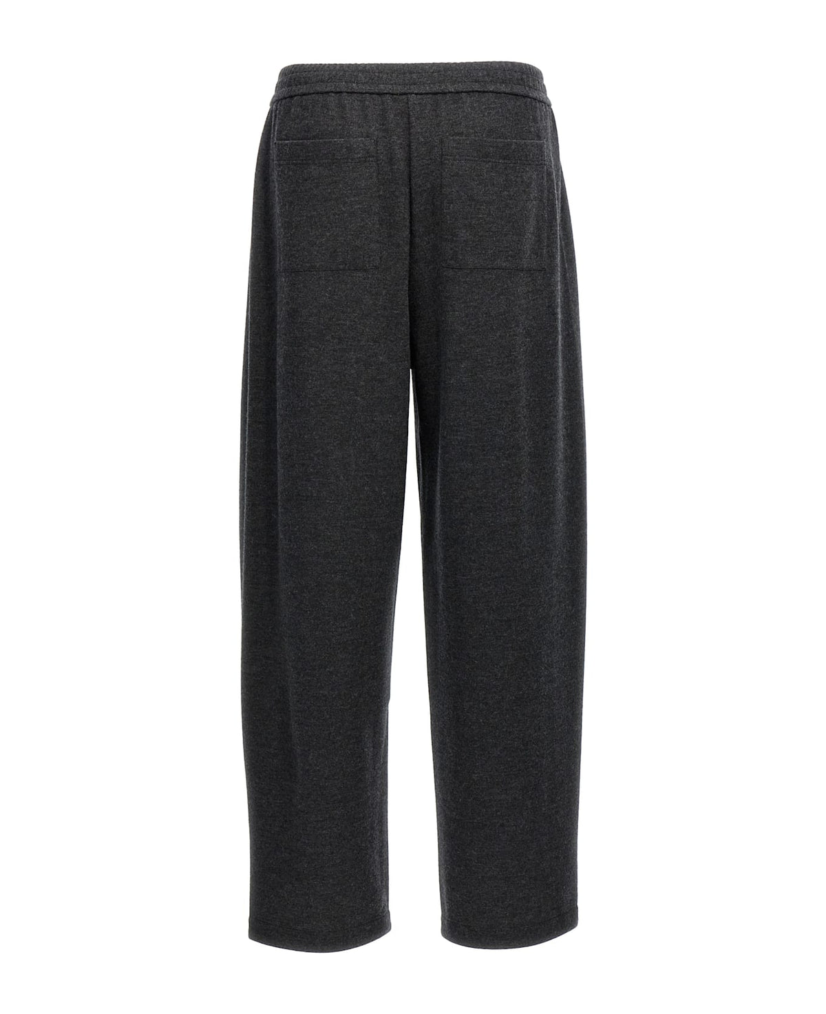 BRUNELLO CUCINELLI WOMEN'S DARK GREY WOOL BLEND RELAXED TROUSERS