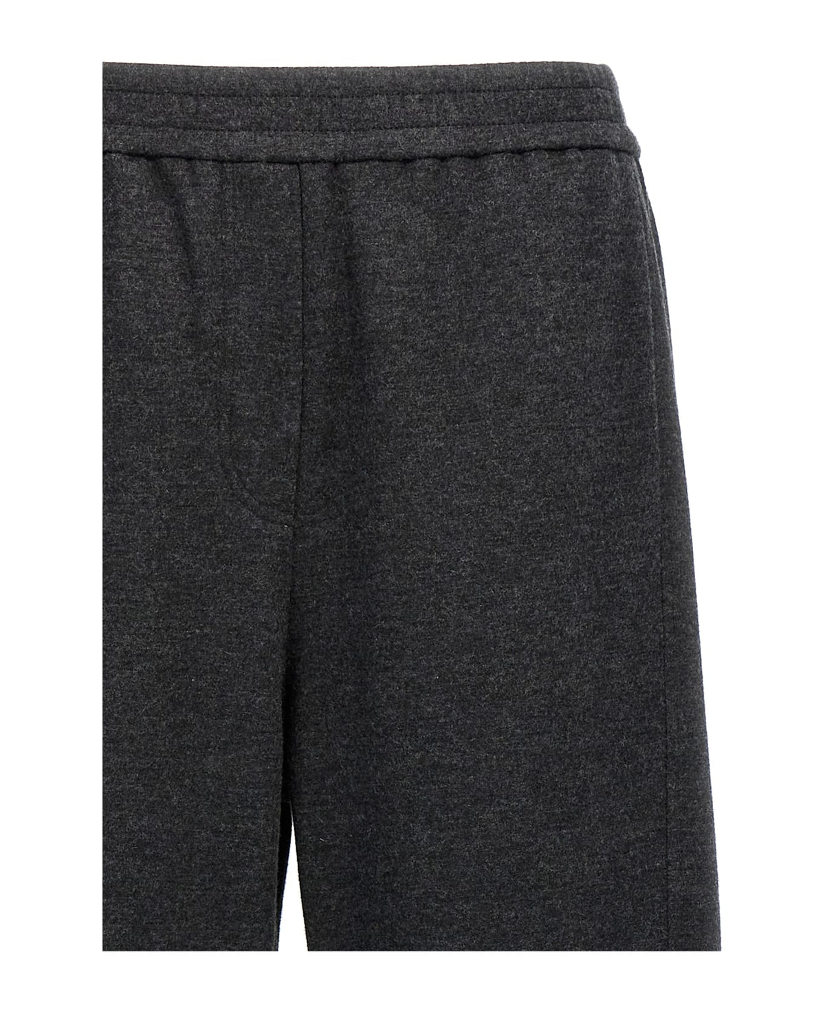 BRUNELLO CUCINELLI WOMEN'S DARK GREY WOOL BLEND RELAXED TROUSERS