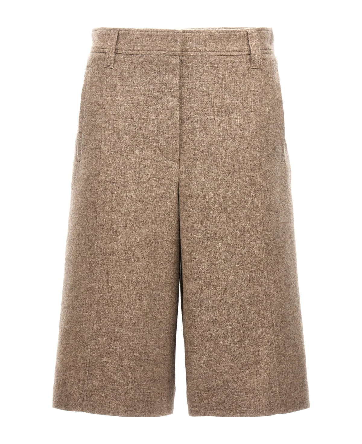 BRUNELLO CUCINELLI WOMEN'S SAND WOOL BERMUDA SHORTS