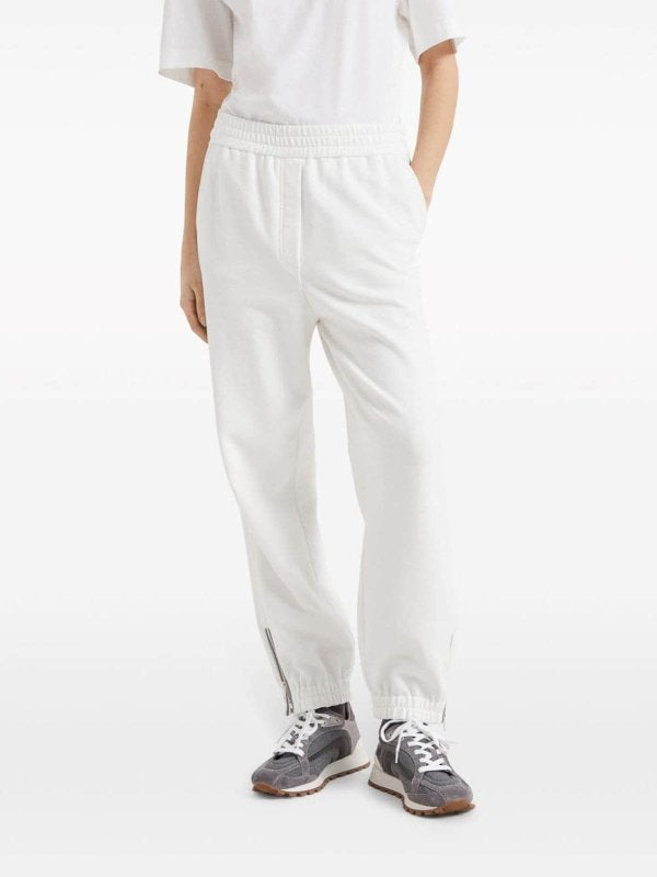 BRUNELLO CUCINELLI WOMEN'S OFF WHITE COTTON JOGGER TROUSERS
