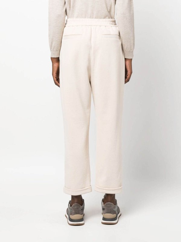 BRUNELLO CUCINELLI WOMEN'S IVORY PLEATED DRAWSTRING TROUSERS