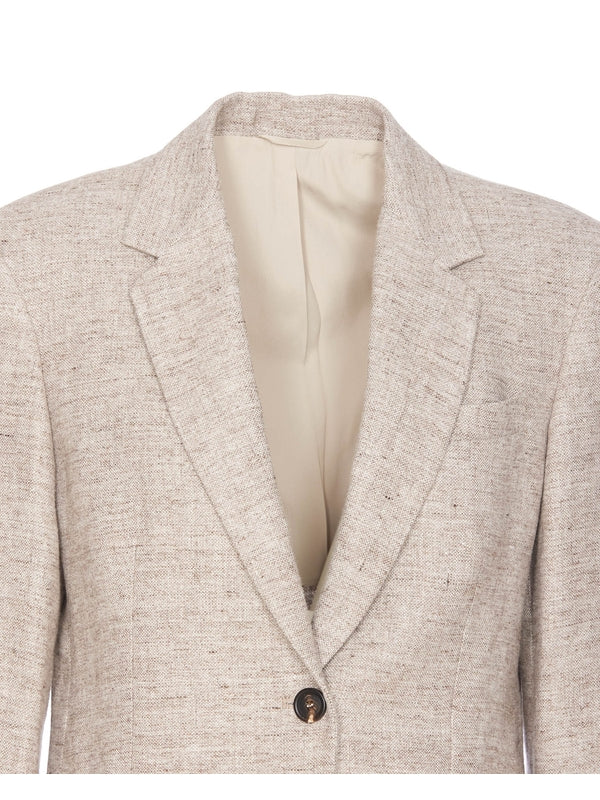 BRUNELLO CUCINELLI WOMEN'S BEIGE TAILORED BLAZER WITH BUTTONS