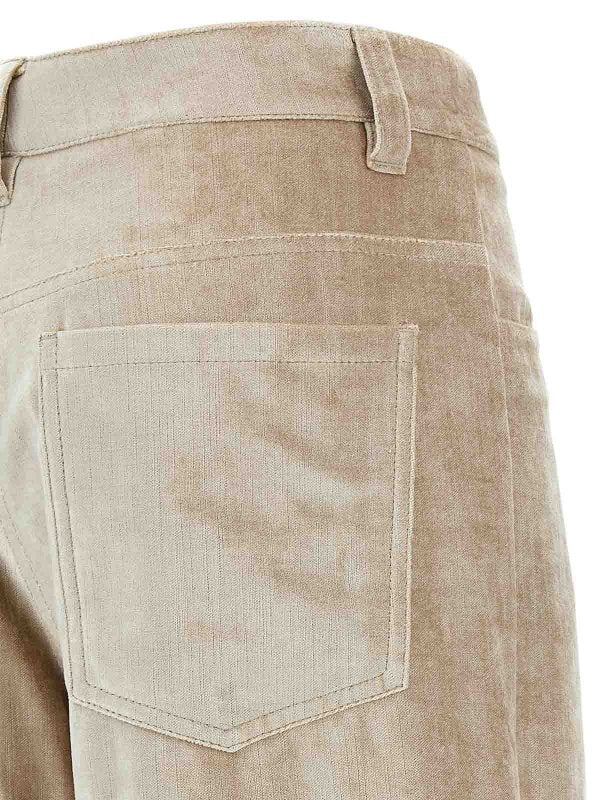 BRUNELLO CUCINELLI WOMEN'S BEIGE WIDE-LEG TROUSERS