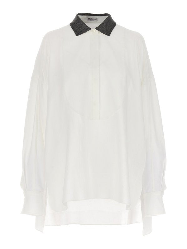 BRUNELLO CUCINELLI WOMEN'S WHITE OVERSIZED COTTON SHIRT