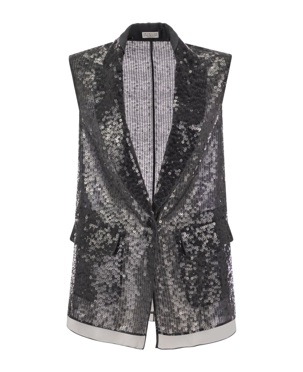 BRUNELLO CUCINELLI WOMEN'S BLACK SILK SEQUINED JACKET