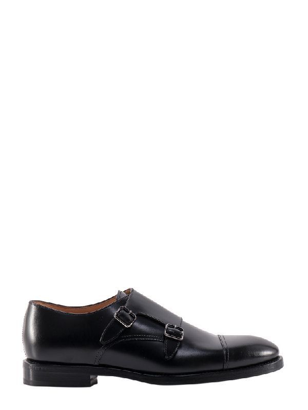 BRUNELLO CUCINELLI MEN'S BLACK LEATHER DOUBLE MONK SHOES