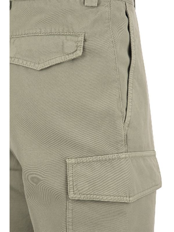 BRUNELLO CUCINELLI MEN'S LIGHT KHAKI COTTON TROUSERS