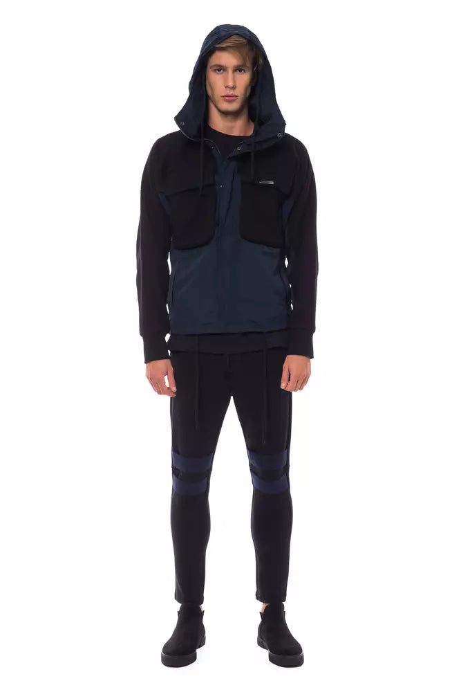 Nicolo Tonetto Black Wool Men Jacket with Hood and Pockets