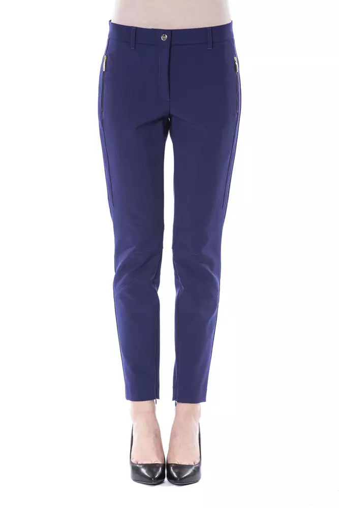 BYBLOS Blue Polyester Women's Slim-Fit Pant