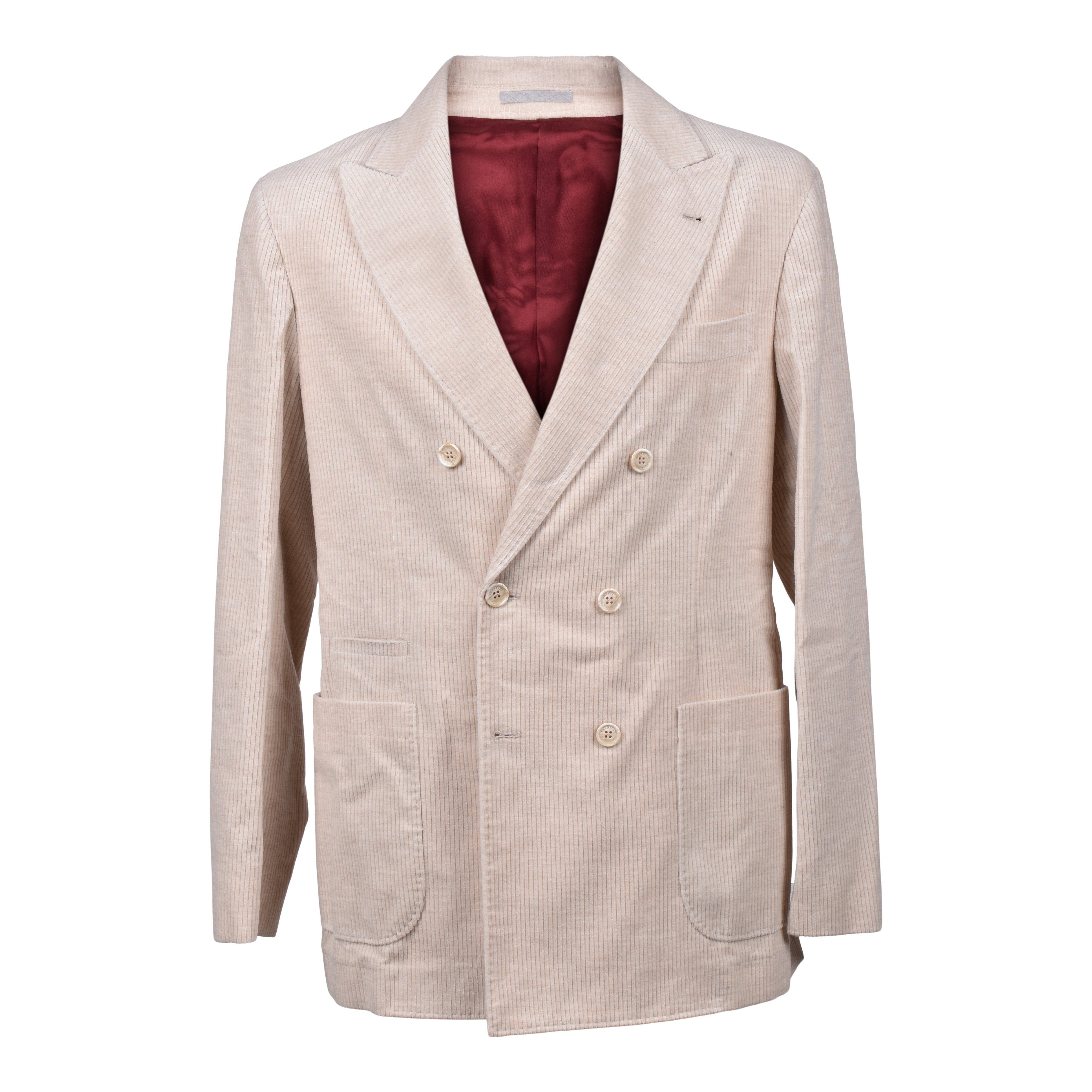 BRUNELLO CUCINELLI MEN'S CAMEL CASHMERE CORDUROY DOUBLE-BREASTED BLAZER