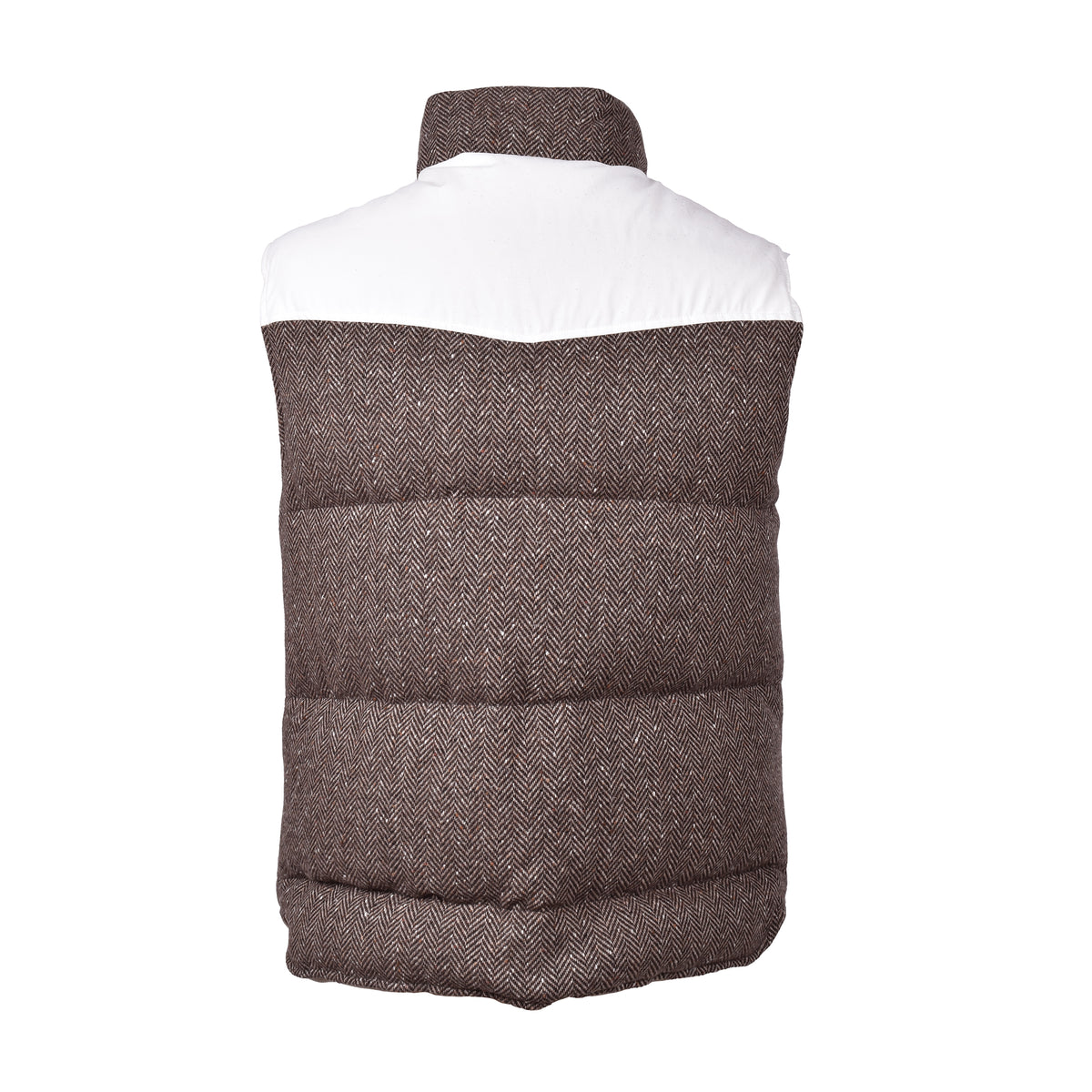 BRUNELLO CUCINELLI MEN'S BROWN WHITE WOOL SLEEVELESS VEST