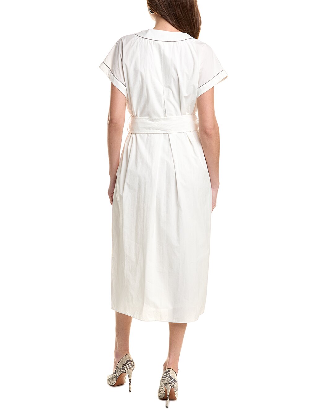 BRUNELLO CUCINELLI WOMEN'S NATURAL COTTON BELTED DRESS