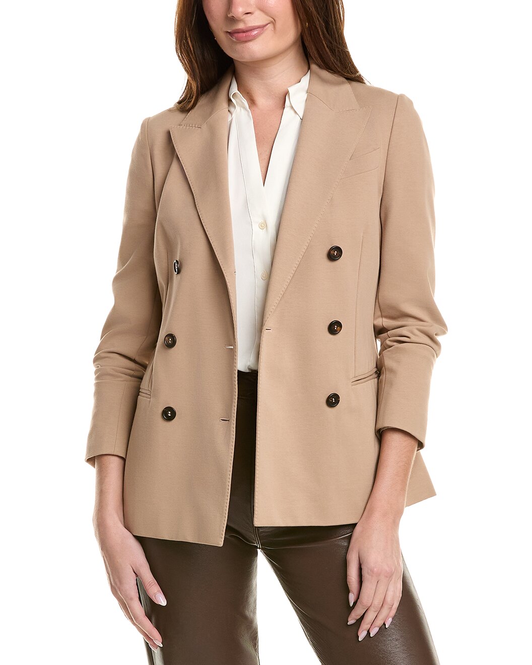 BRUNELLO CUCINELLI WOMEN'S BEIGE DOUBLE BREASTED BLAZER