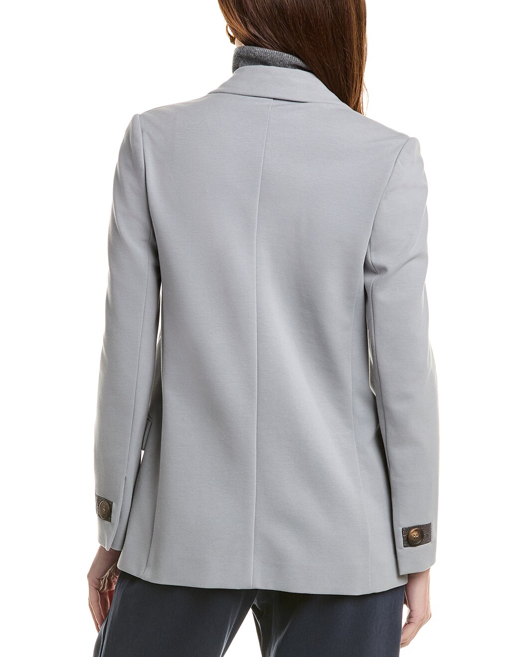 BRUNELLO CUCINELLI WOMEN'S LIGHT GREY DOUBLE BREASTED BLAZER