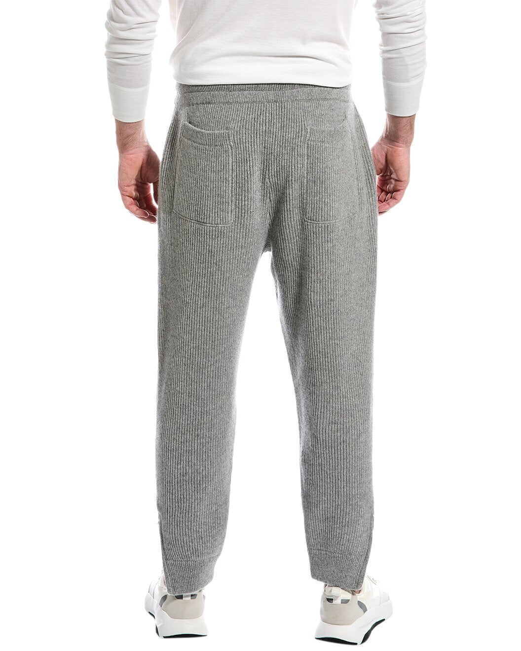 BRUNELLO CUCINELLI MEN'S LIGHT GREY CASHMERE TROUSERS