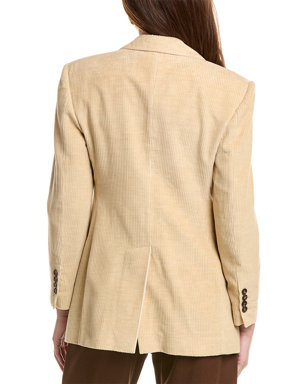BRUNELLO CUCINELLI WOMEN'S BEIGE CORDUROY DOUBLE-BREASTED BLAZER