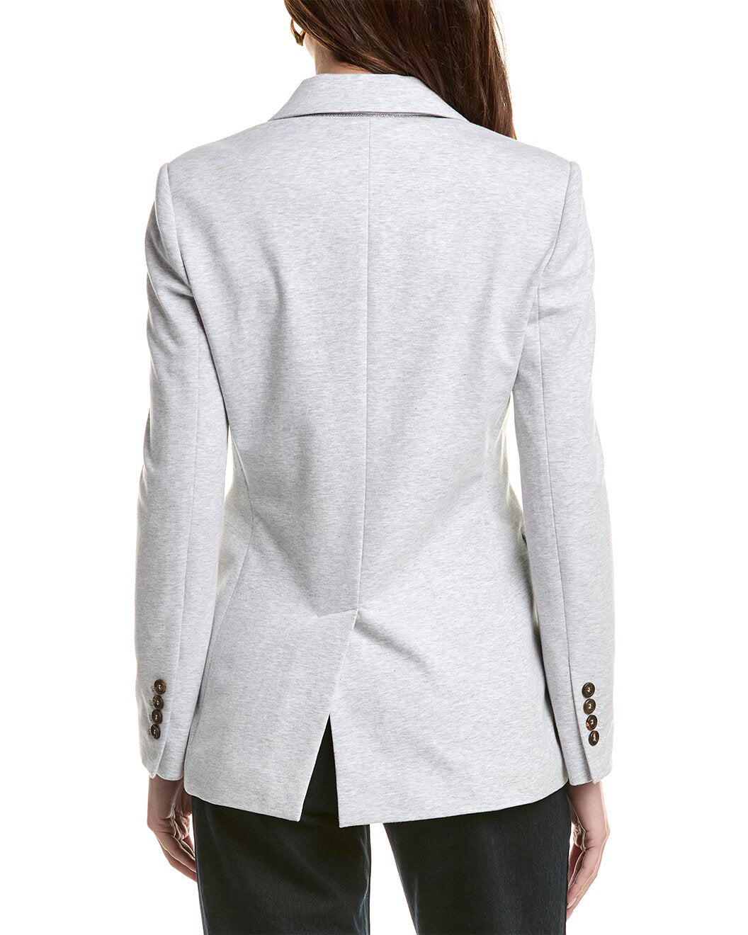 BRUNELLO CUCINELLI WOMEN'S SILVER DOUBLE-BREASTED BLAZER