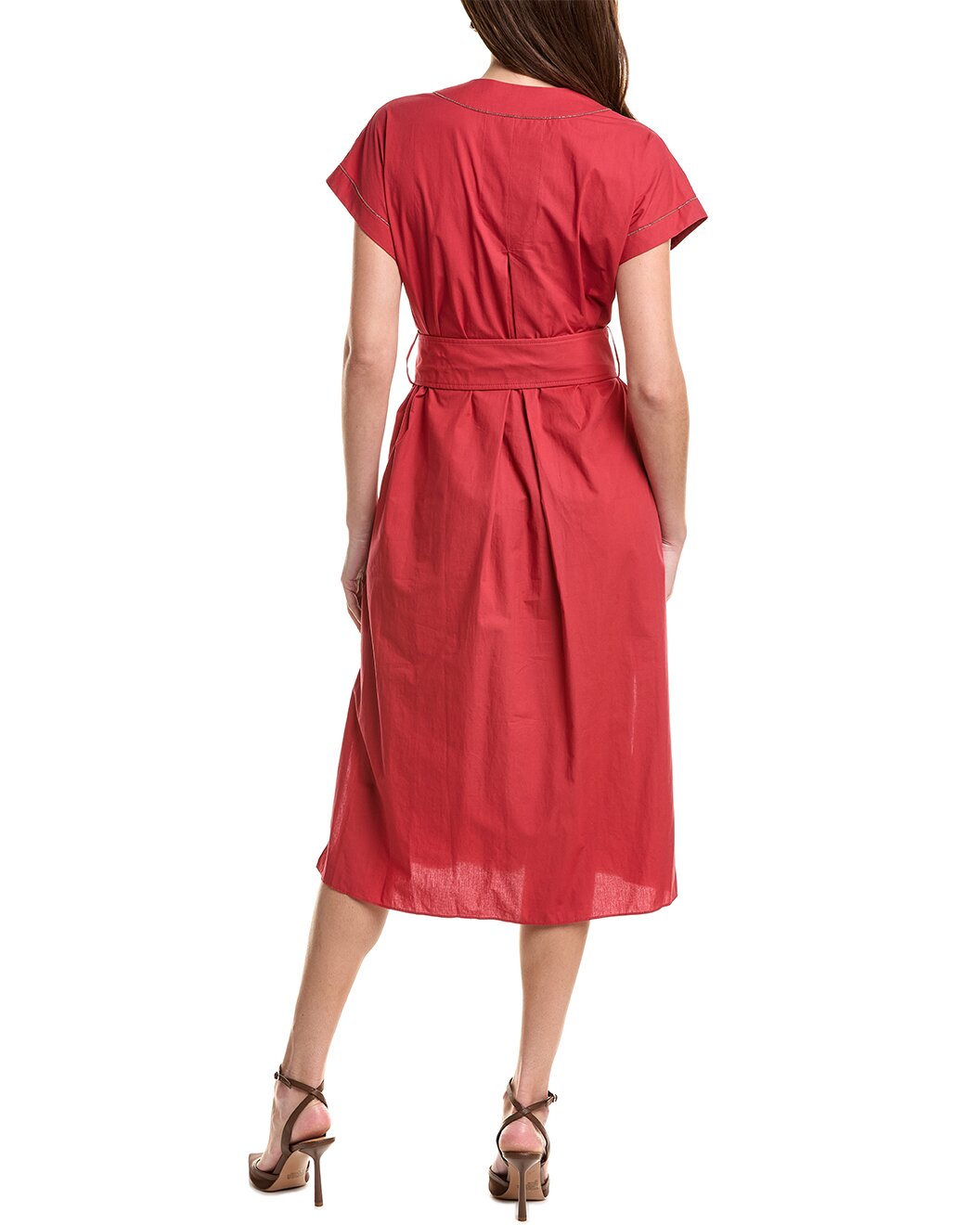 BRUNELLO CUCINELLI WOMEN'S SEALING WAX BELTED MIDI DRESS