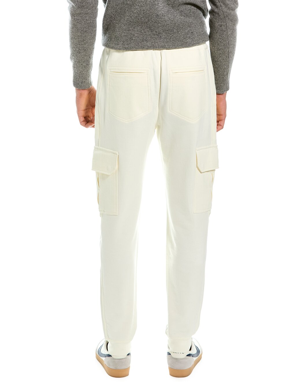 BRUNELLO CUCINELLI MEN'S OFF WHITE RELAXED COTTON TROUSERS