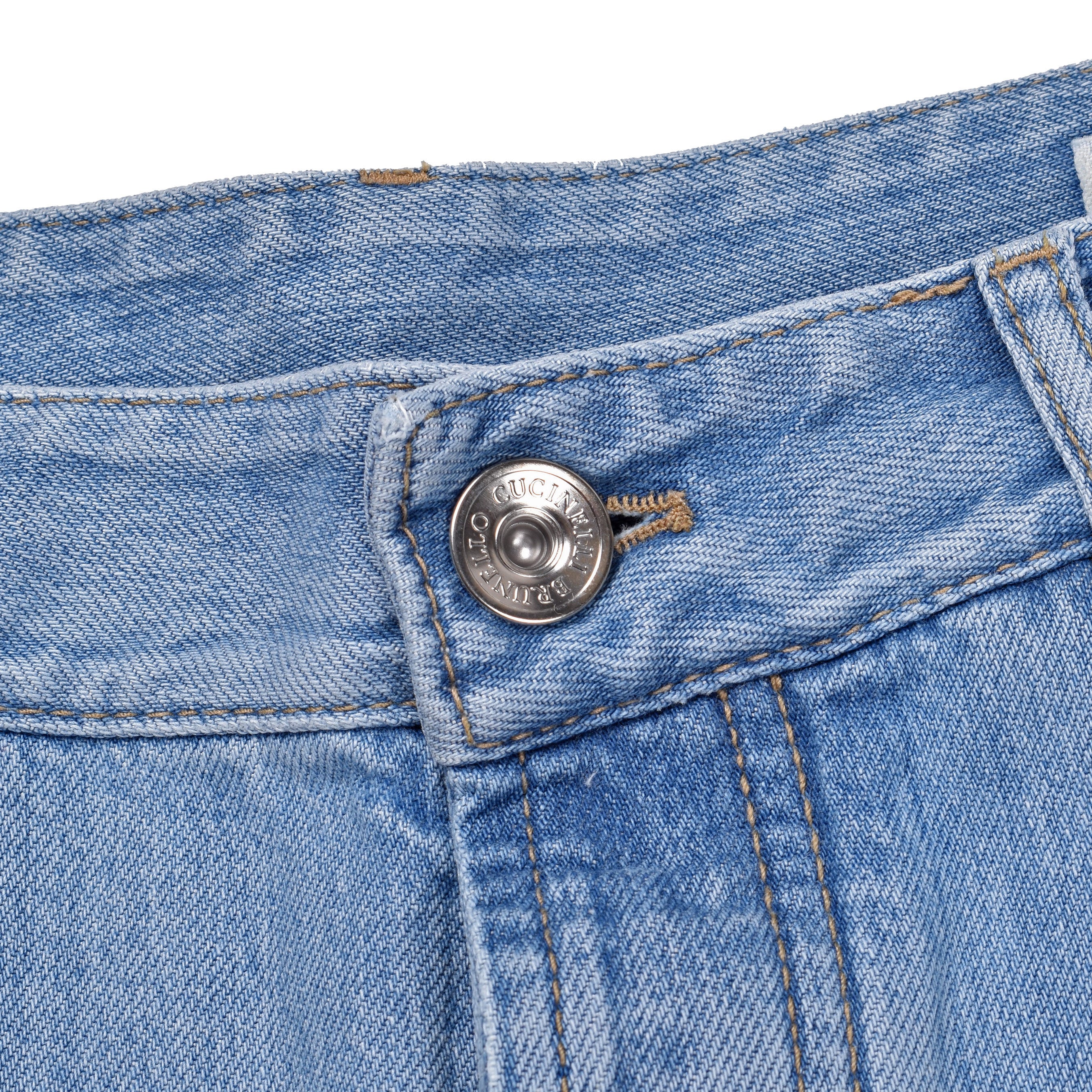 BRUNELLO CUCINELLI MEN'S 100% COTTON DISTRESSED 5 POCKET SELVEDGE DENIM JEANS