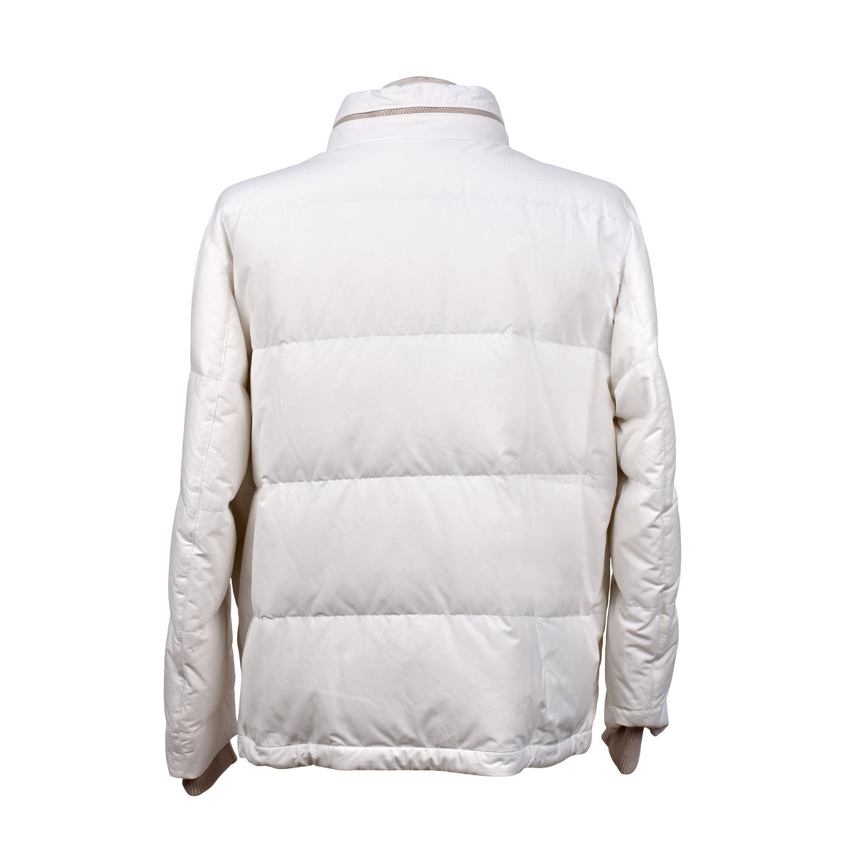 BRUNELLO CUCINELLI MEN'S WHITE QUILTED DOWN JACKET