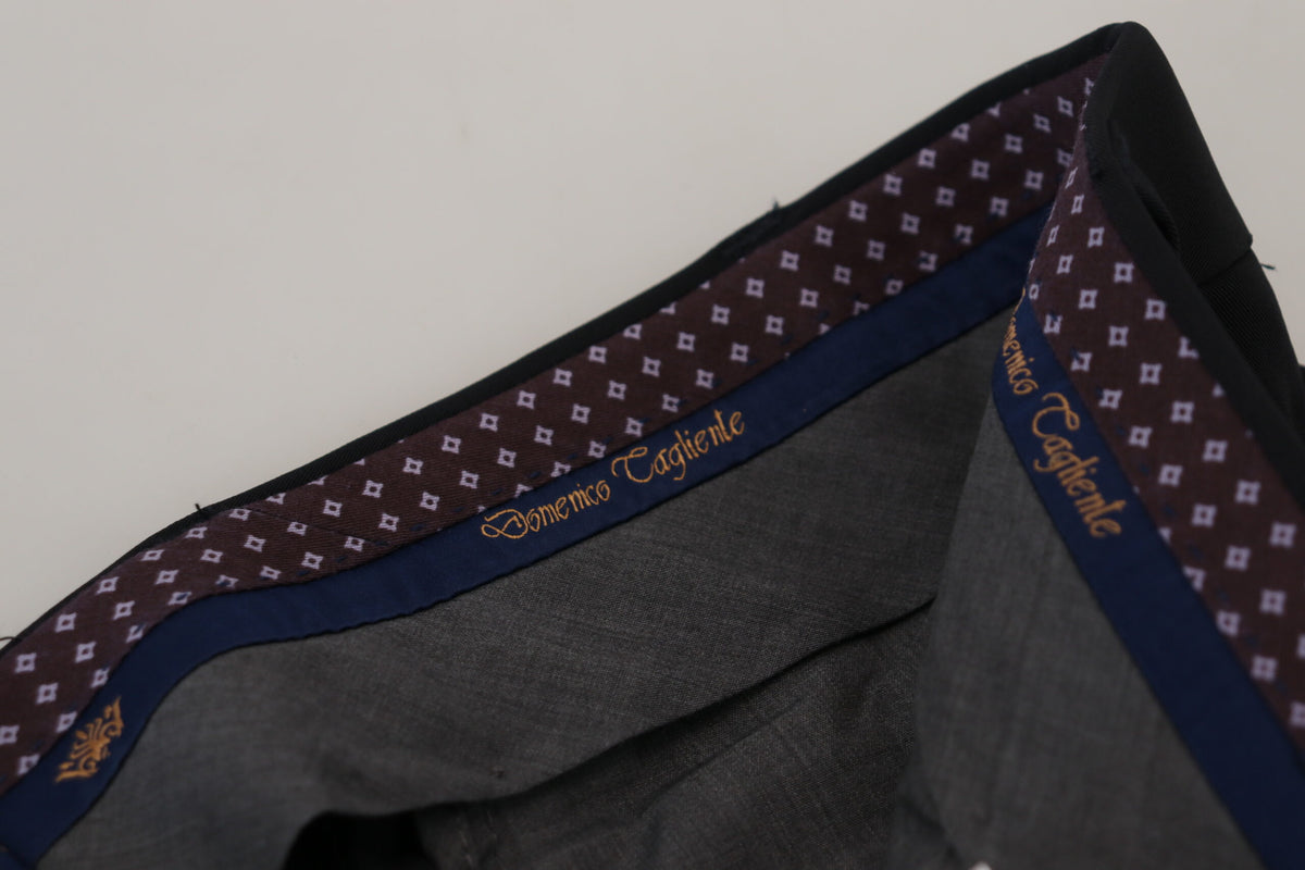 Domenico Tagliente Black Polyester Tapered Dress Pants